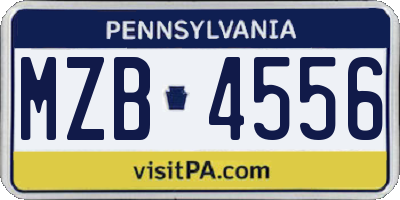 PA license plate MZB4556