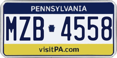 PA license plate MZB4558