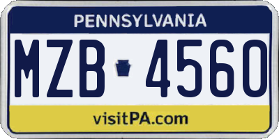 PA license plate MZB4560