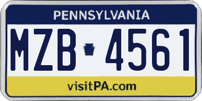 PA license plate MZB4561