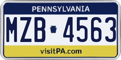 PA license plate MZB4563