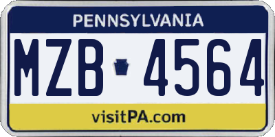 PA license plate MZB4564