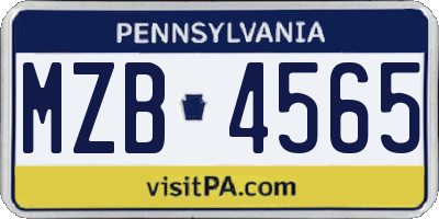 PA license plate MZB4565
