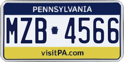 PA license plate MZB4566