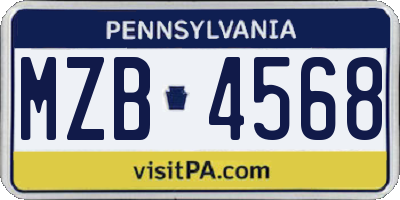 PA license plate MZB4568