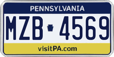 PA license plate MZB4569