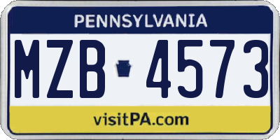 PA license plate MZB4573
