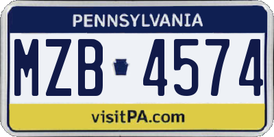 PA license plate MZB4574