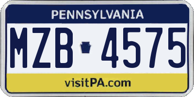 PA license plate MZB4575