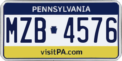 PA license plate MZB4576