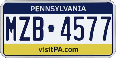 PA license plate MZB4577