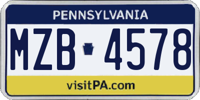 PA license plate MZB4578