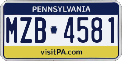 PA license plate MZB4581