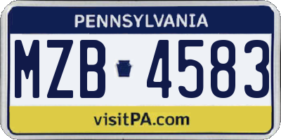 PA license plate MZB4583