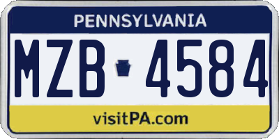 PA license plate MZB4584