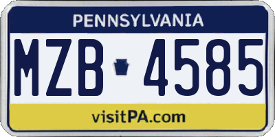 PA license plate MZB4585