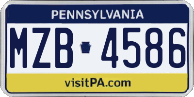 PA license plate MZB4586