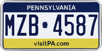 PA license plate MZB4587