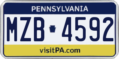 PA license plate MZB4592
