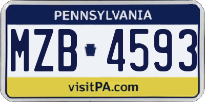 PA license plate MZB4593
