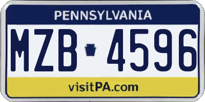 PA license plate MZB4596