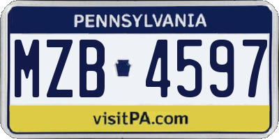 PA license plate MZB4597