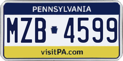 PA license plate MZB4599