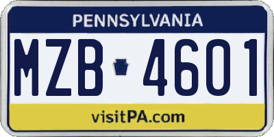 PA license plate MZB4601
