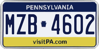 PA license plate MZB4602