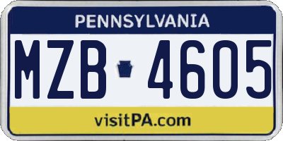 PA license plate MZB4605