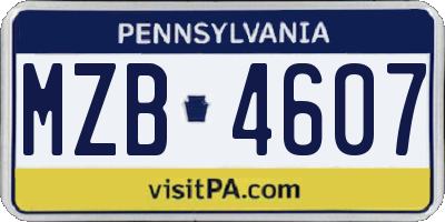 PA license plate MZB4607