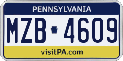 PA license plate MZB4609
