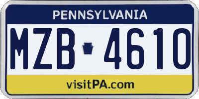 PA license plate MZB4610