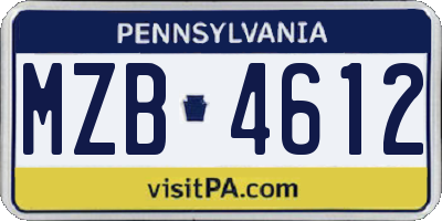 PA license plate MZB4612