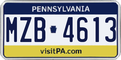 PA license plate MZB4613