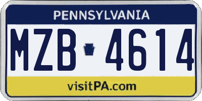 PA license plate MZB4614