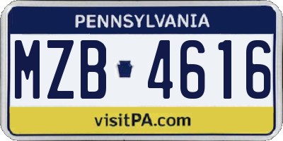 PA license plate MZB4616