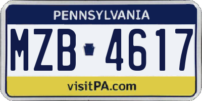 PA license plate MZB4617