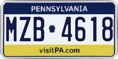 PA license plate MZB4618