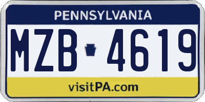 PA license plate MZB4619
