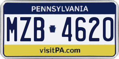 PA license plate MZB4620