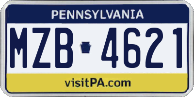 PA license plate MZB4621