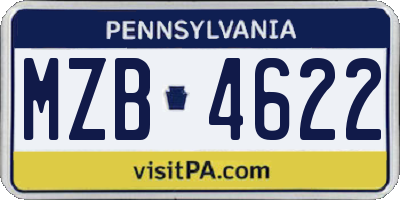 PA license plate MZB4622