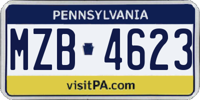 PA license plate MZB4623
