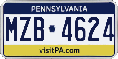 PA license plate MZB4624