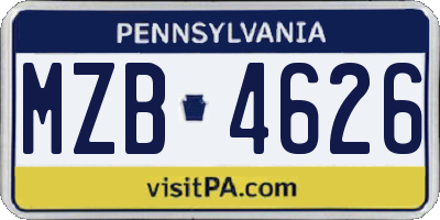 PA license plate MZB4626