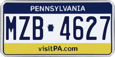 PA license plate MZB4627