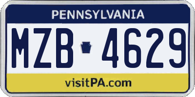 PA license plate MZB4629