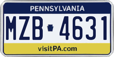 PA license plate MZB4631