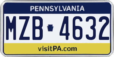 PA license plate MZB4632